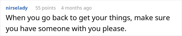 Comment about returning with company in MIL birth control joke thread. Comment about returning with company in MIL birth control joke thread.