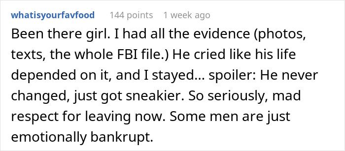 Comment about finding evidence on boyfriend's phone, leading to breakup. Comment about finding evidence on boyfriend's phone, leading to breakup.