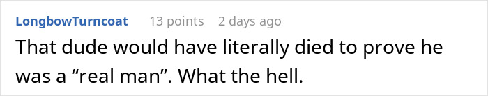 Comment criticizing a boomer’s fragile male ego after nearly drowning and berating the lifeguard who saved him.