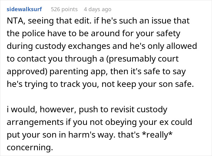 Reddit comment discussing concerns about tracking and custody related to mom's Europe trip with 8-year-old son and AirTag tracking demand. Reddit comment discussing concerns about tracking and custody related to mom's Europe trip with 8-year-old son and AirTag tracking demand.