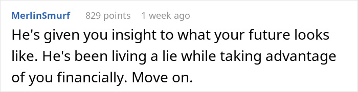 Comment on financial deceit in relationship, highlighting secret rent money issue. Comment on financial deceit in relationship, highlighting secret rent money issue.