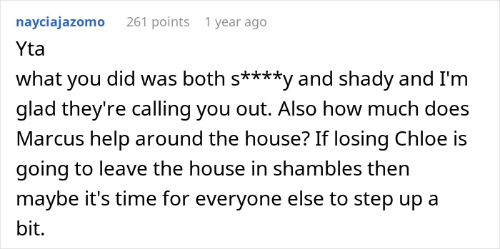 Comment criticizing man for overcharging stepdaughter's rent for chores-related reasons. Comment criticizing man for overcharging stepdaughter's rent for chores-related reasons.