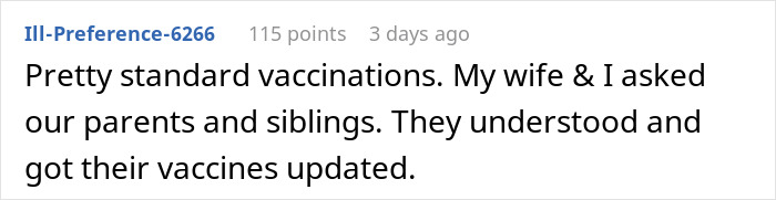 Family discussion on updating vaccines to see new baby, with understanding from parents and siblings. Family discussion on updating vaccines to see new baby, with understanding from parents and siblings.