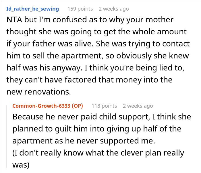 Discussion about keeping money from parents' apartment shares, involving family dynamics and financial disputes. Discussion about keeping money from parents' apartment shares, involving family dynamics and financial disputes.