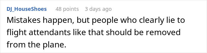 Comment discussing dishonest behavior on a flight related to first class seat issue. Comment discussing dishonest behavior on a flight related to first class seat issue.