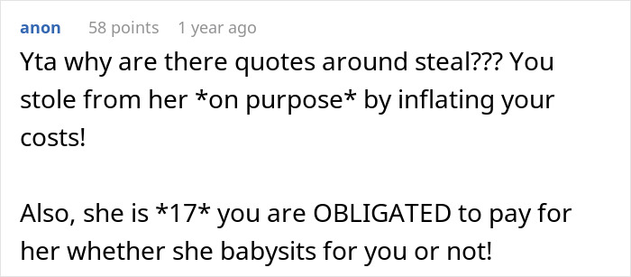 Reddit comment criticizing a stepfather for overcharging rent to make stepdaughter do chores. Reddit comment criticizing a stepfather for overcharging rent to make stepdaughter do chores.
