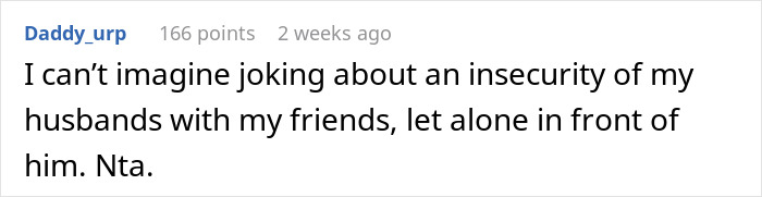 Comment discussing divorce and insecurity, with a focus on relationship boundaries. Comment discussing divorce and insecurity, with a focus on relationship boundaries.