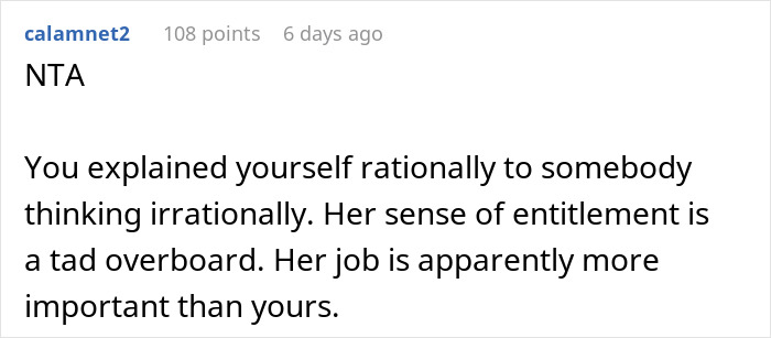 Reddit comment discussing a woman's refusal to babysit her sister's kids, addressing entitlement issues. Reddit comment discussing a woman's refusal to babysit her sister's kids, addressing entitlement issues.