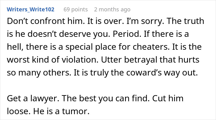 Comment expressing heartbreak and advice after wife learns the truth about husband’s late-night drinks with coworker. Comment expressing heartbreak and advice after wife learns the truth about husband’s late-night drinks with coworker.