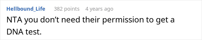 Comment discussing DNA testing permission, relating to grandpa's will. Comment discussing DNA testing permission, relating to grandpa's will.