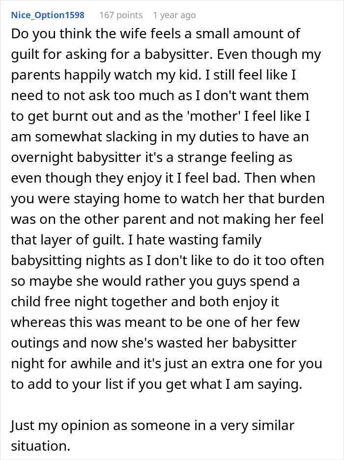 Man Refuses To Watch Daughter On Wife’s Night Out: “A Form Of Punishment” Man Refuses To Watch Daughter On Wife’s Night Out: “A Form Of Punishment”