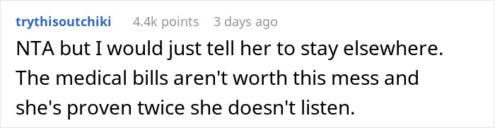 Comment on demanding bag search for BIL's GF stay, suggesting alternative accommodations. Comment on demanding bag search for BIL's GF stay, suggesting alternative accommodations.