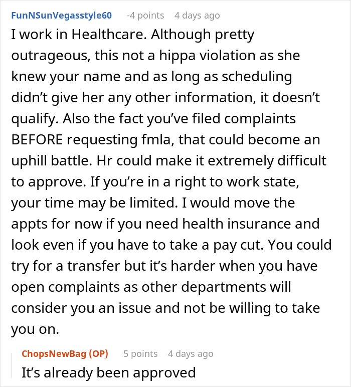 Reddit discussion about boss canceling doctor's appointment, addressing HIPAA and HR issues in healthcare. Reddit discussion about boss canceling doctor's appointment, addressing HIPAA and HR issues in healthcare.