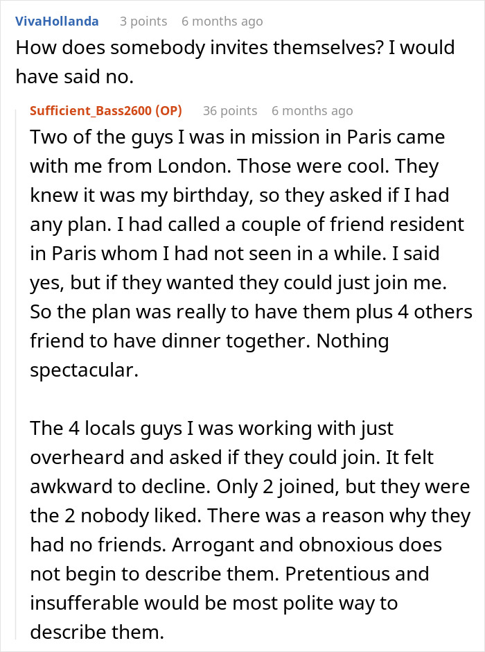Reddit comment exchange discussing traders' arrogance and social dynamics at a dinner plan. Reddit comment exchange discussing traders' arrogance and social dynamics at a dinner plan.