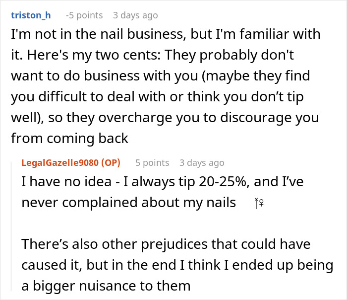 Discussion about nail salon prices causing chaos among customers. Discussion about nail salon prices causing chaos among customers.