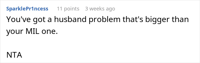 Comment by SparklePr1ncess discussing MIL and husband issues in a forum thread. Comment by SparklePr1ncess discussing MIL and husband issues in a forum thread.