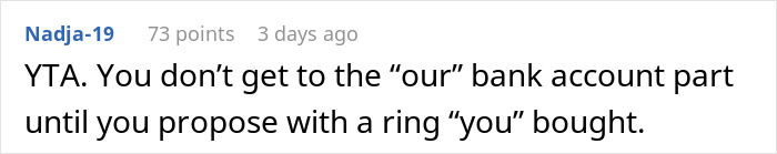 Guy Thinks GF's Money Is His Money, Asks Her To Buy Her Own Engagement Ring, She's Furious Guy Thinks GF's Money Is His Money, Asks Her To Buy Her Own Engagement Ring, She's Furious