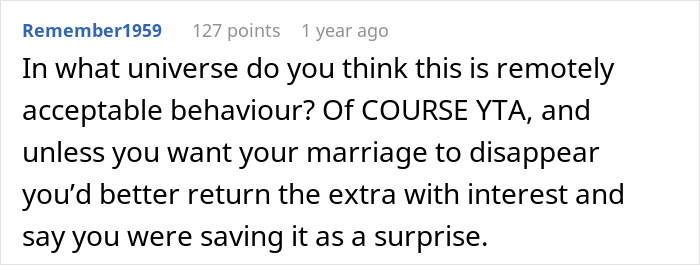 Comment criticizing man for overcharging rent to stepdaughter, suggesting repayment to save marriage. Comment criticizing man for overcharging rent to stepdaughter, suggesting repayment to save marriage.