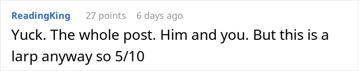 Comment by ReadingKing criticizing a post about a sugar daddy proposal. Comment by ReadingKing criticizing a post about a sugar daddy proposal.