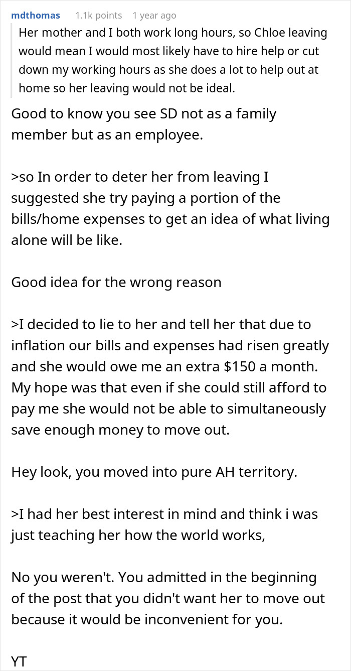 Text exchange discussing stepdaughter's chores and manipulative rent strategy. Text exchange discussing stepdaughter's chores and manipulative rent strategy.