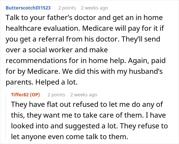 Reddit thread discussing refusal to care for a father, with advice on healthcare evaluation and Medicare options. Reddit thread discussing refusal to care for a father, with advice on healthcare evaluation and Medicare options.