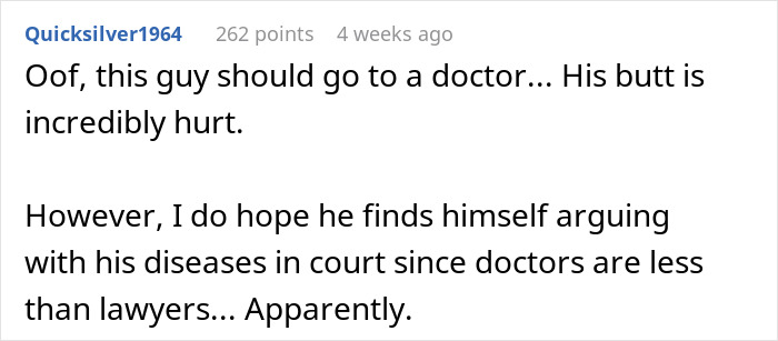 Screenshot of a humorous comment questioning medical expertise in a relationship context. Screenshot of a humorous comment questioning medical expertise in a relationship context.