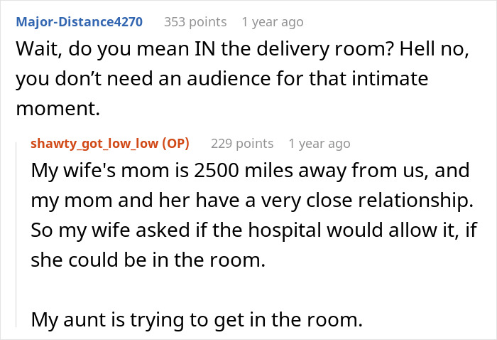 Screenshot of a forum discussion about hubby confronting family over treatment of pregnant wife and birth room access. Screenshot of a forum discussion about hubby confronting family over treatment of pregnant wife and birth room access.