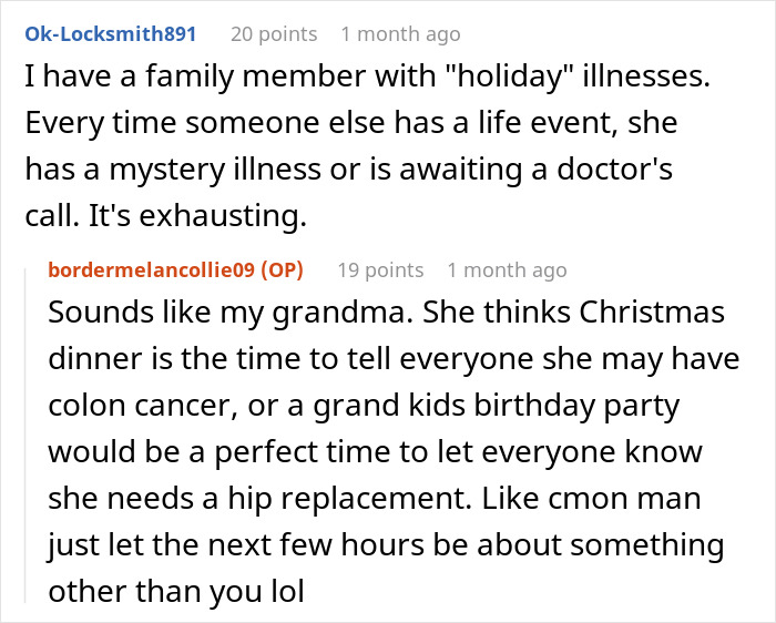 Text conversation about a woman swearing she has almost every possible disease, frustrating her colleague. Text conversation about a woman swearing she has almost every possible disease, frustrating her colleague.