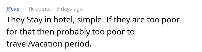 Comment expressing opinion about guests staying elsewhere due to privacy concerns. Comment expressing opinion about guests staying elsewhere due to privacy concerns.