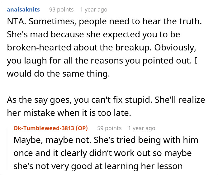 Reddit comments about breakup and going back to an ex, with supportive feedback. Reddit comments about breakup and going back to an ex, with supportive feedback.