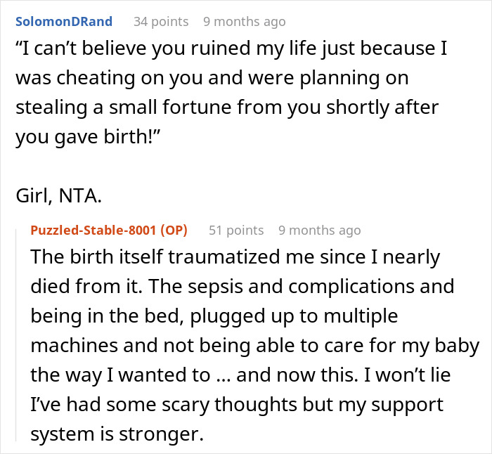 Text exchange reveals a partner of 10 years cheated and plotted against fiancée who just gave birth. Text exchange reveals a partner of 10 years cheated and plotted against fiancée who just gave birth.