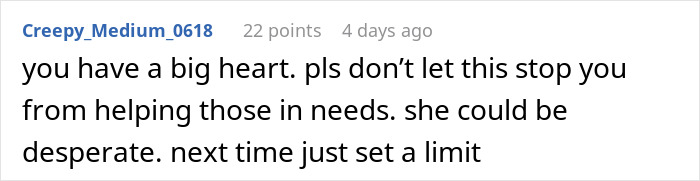 Comment praising a big-hearted good deed that turned into an accidental charity event. Comment praising a big-hearted good deed that turned into an accidental charity event.