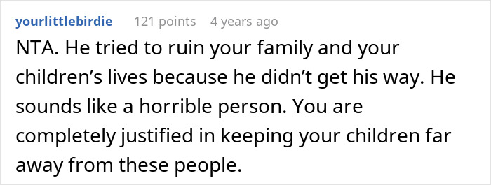 Comment criticizing BIL for calling CPS unjustly, supporting woman's stance and depicting BIL as problematic. Comment criticizing BIL for calling CPS unjustly, supporting woman's stance and depicting BIL as problematic.