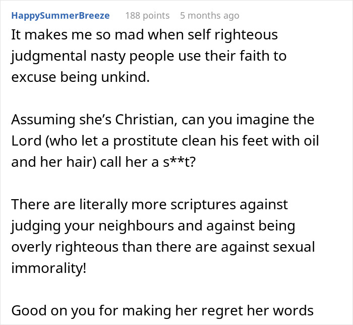 Text response discussing judgment and kindness related to teen pregnancy situation. Text response discussing judgment and kindness related to teen pregnancy situation.