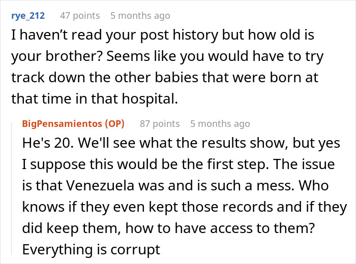 User comments discussing shocking DNA results and issues with accessing records in Venezuela. User comments discussing shocking DNA results and issues with accessing records in Venezuela.