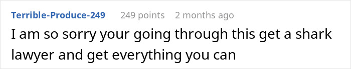 Comment expressing sympathy and advice about hiring a lawyer after discovering truth about husband’s late-night coworker drinks. Comment expressing sympathy and advice about hiring a lawyer after discovering truth about husband’s late-night coworker drinks.