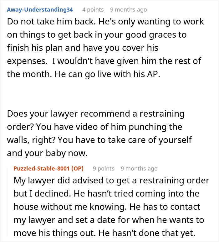 Text message exchange about a partner's plot against fiancée, discussing restraining orders and advice. Text message exchange about a partner's plot against fiancée, discussing restraining orders and advice.