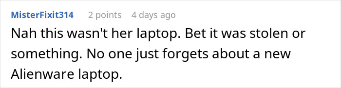 Screenshot of a comment discussing a student's laptop being sold after being forgotten for months. Screenshot of a comment discussing a student's laptop being sold after being forgotten for months.