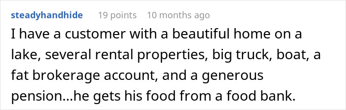 Comment about a man asking a stranger to pay for his groceries before loading up his cart in a store.