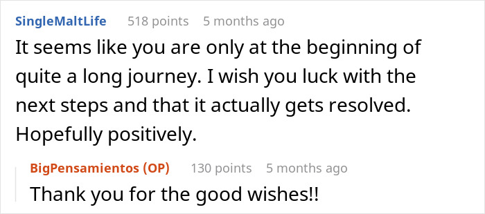 Comment exchange discussing a woman's shocking family DNA results. Comment exchange discussing a woman's shocking family DNA results.