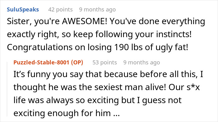 Reddit comments discussing relationship issues, focusing on a partner's betrayal after years together. Reddit comments discussing relationship issues, focusing on a partner's betrayal after years together.