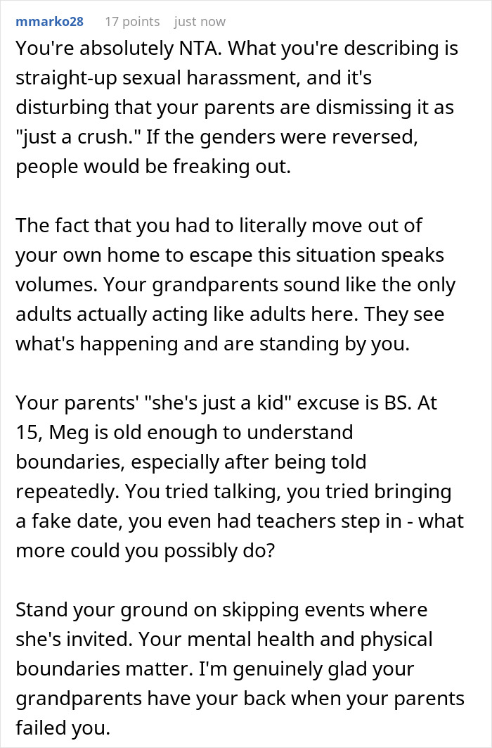 Reddit comment discussing teen’s escape from harassment, criticizing parents for dismissing it as a prank. Reddit comment discussing teen’s escape from harassment, criticizing parents for dismissing it as a prank.