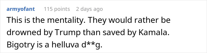 Comment on Reddit post showing user criticizing boomer’s fragile male ego after nearly drowning and berating the lifeguard who saved him.