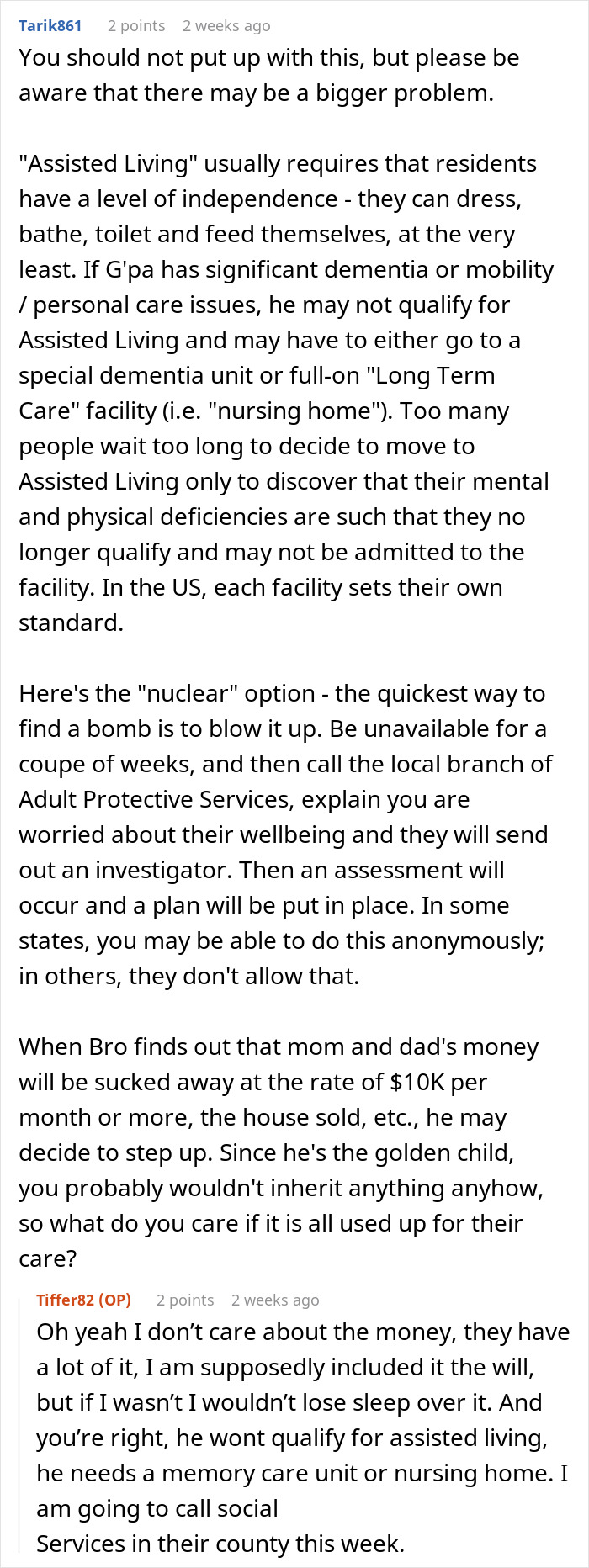 Discussion about assisted living and care options for a father with dementia. Discussion about assisted living and care options for a father with dementia.