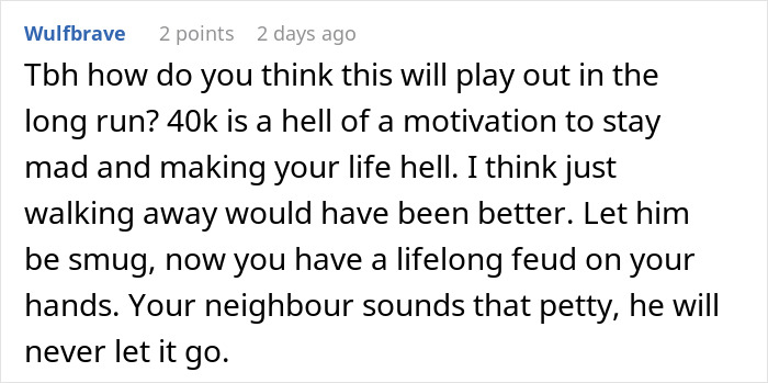 Comment about a neighbor dispute over an illegal shed and $40K loss. Comment about a neighbor dispute over an illegal shed and $40K loss.