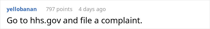 Comment suggesting to visit hhs.gov to file a complaint about a canceled doctor's appointment. Comment suggesting to visit hhs.gov to file a complaint about a canceled doctor's appointment.
