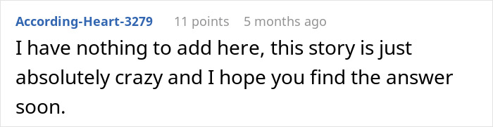Comment from user expressing shock at unexpected family DNA results. Comment from user expressing shock at unexpected family DNA results.