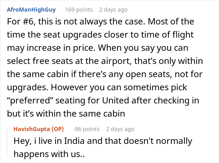 User comments on flight seat upgrades and availability, discussing affordable flights strategies. User comments on flight seat upgrades and availability, discussing affordable flights strategies.