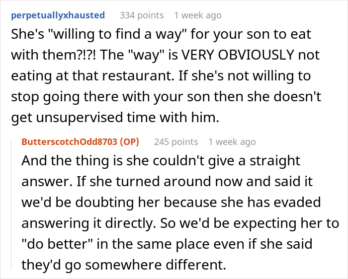 Text exchange discussing child's allergies and concerns over unsupervised visits with SIL. Text exchange discussing child's allergies and concerns over unsupervised visits with SIL.