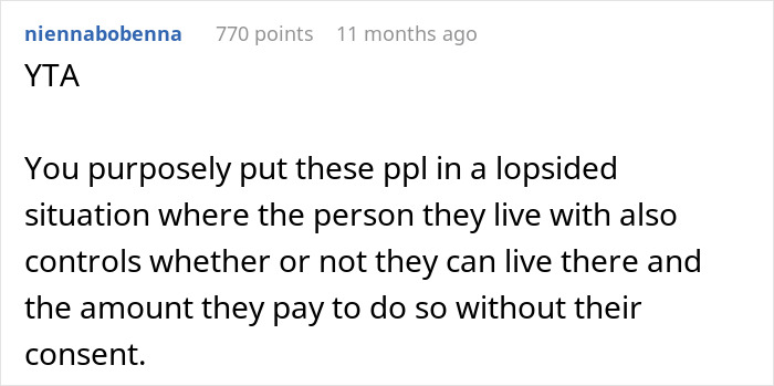 Comment on landlord secrecy, criticizing roommate dynamic, in a discussion thread. Comment on landlord secrecy, criticizing roommate dynamic, in a discussion thread.
